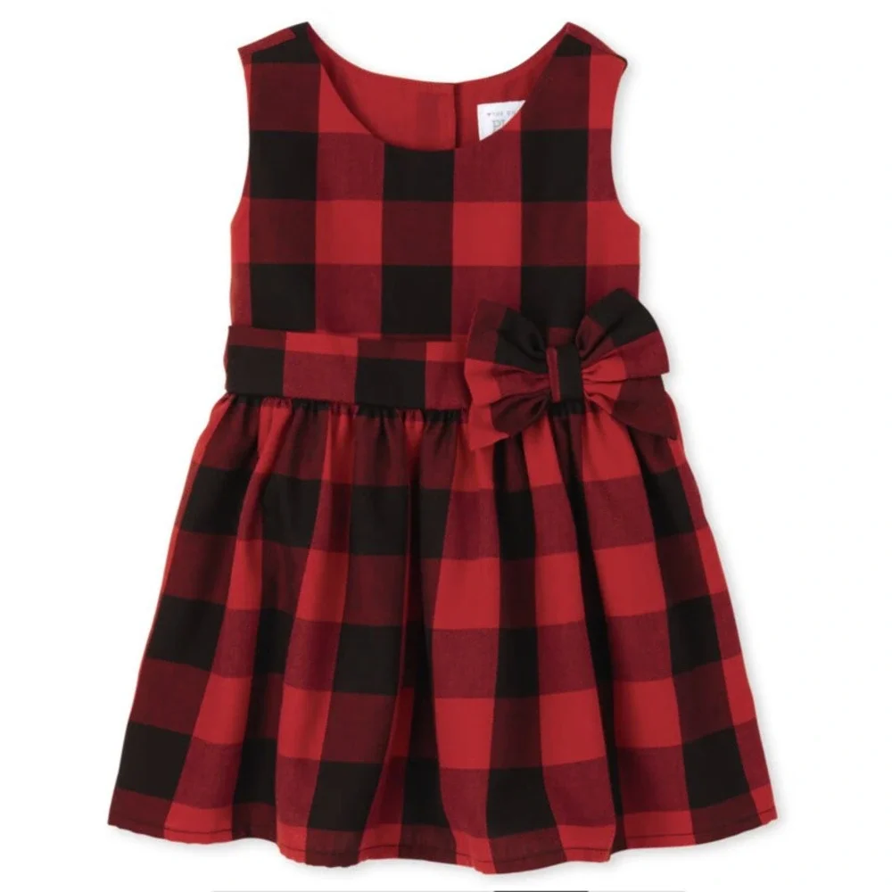 The Childrens Place Dress Girls 5T‎ Buffalo Plaid Red Black Sleeveless New